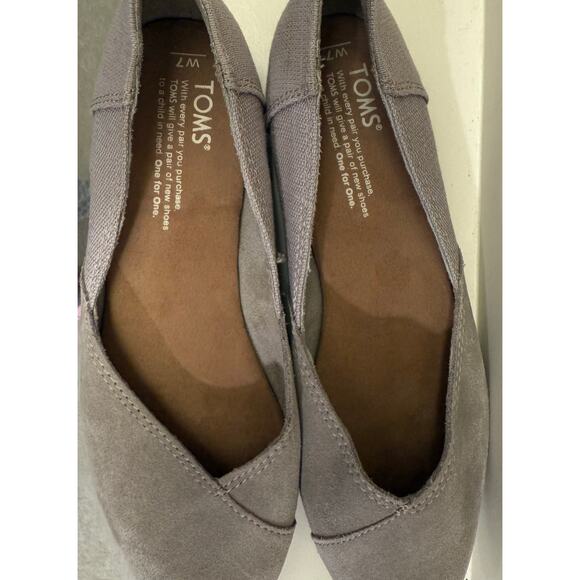 TOMS Women's Gray Jutti Suede/Canvas Ballet Flats Almond Toe Padded Insole 7 - Picture 9 of 9